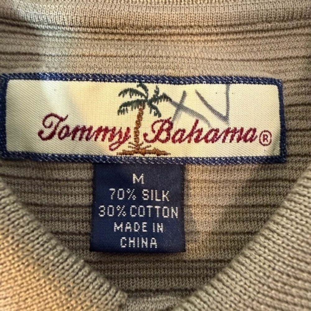Tommy Bahama Business Casual Silk Cotton Ribbed Polo‎ Shirt Olive Green Size M - Picture 6 of 8